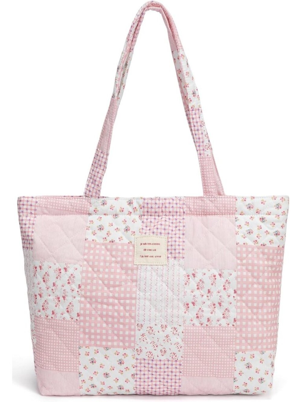 Stylish Quilted Tote Bag for Women - Zippered Casual Shoulder Purse for Work